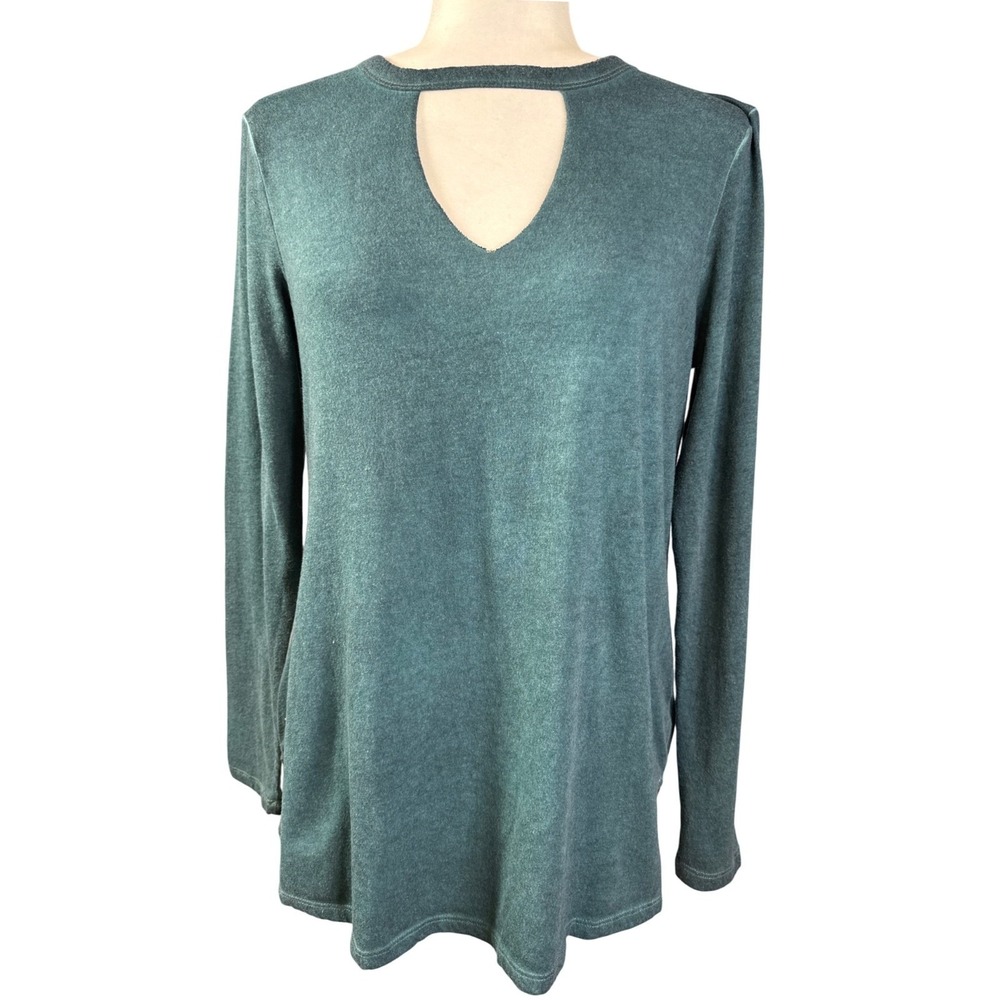 Ultra Flirt NY Women's Teal Long Sleeve Cutout Neck Tunic Top Size Large‎ - Picture 2 of 10